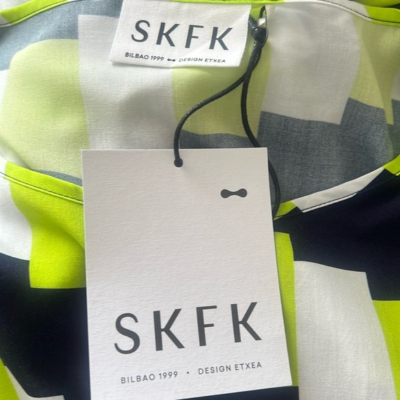 NWT SKFK Laide Eco Vera Green Blue White Short Sleeve Dress EU 38 US 6 Reg. $165 - Picture 8 of 12